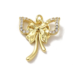 Настоящее золото 18K Стойка металлическая латунная микропрофилированная кубическая циркония подвески, с целью перехода в кольце, долговечный, без свинца и без кадмия, бантом, реальный 18 k позолоченный, 19x16x3.5 мм, отверстие : 3 мм