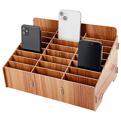 BurlyWood 24-Grid Wooden Cell Phone Storage Box, Mobile Phone Holder, Desktop Organizer Storage Box for Classroom Office, BurlyWood, Finished Product: 320x200x180mm