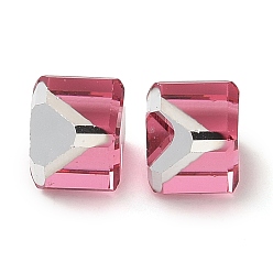 Бледно-фиолетовый Красный K9 стеклянные имитации австрийских хрустальных бусин, без отверстия , квадратный, бледно-фиолетовый красный, 6x6x6 мм