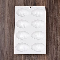 Stripe DIY Half Easter Surprise Eggs Food Grade Silicone Molds, Fondant Molds, Resin Casting Molds, for Chocolate, Candy, UV Resin & Epoxy Resin Craft Making, 8 Cavities, Stripe Pattern, 264x170x31mm, Hole: 8mm, Inner Diameter: 75.5x46mm