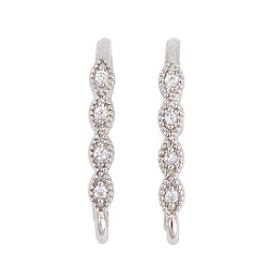 Платина Стойки обшивки латунь кубический цирконий серьги крючки, без кадмия и без свинца, долговечный, платина, 16x2 мм, отверстие : 1.5 мм, штифты : 18x1 мм