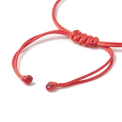 Red Braided Waxed Polyester Cord, with 304 Stainless Steel Jump Rings, for Adjustable Link Bracelet Making, Red, 12-3/8 inch(31.4cm), Hole: 3.6mm