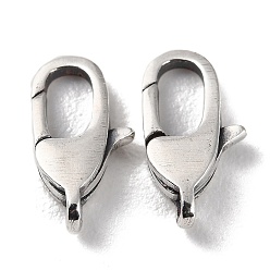 Antique Silver 925 Thailand Sterling Silver Lobster Claw Clasps, Antique Silver, 11.5x6x3mm, Hole: 1mm