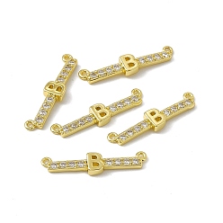 Letter B Латунь с покрытием из латуни, микро-паве, прозрачные подвески из кубического циркония, реальный 18 k позолоченный, долговечный, без кадмия, без никеля и без свинца, ссылки на письма, letter.b, 6.5x27x3.5 мм, отверстие : 1.2 мм