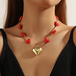 Красный Подвески в виде пластиковых сердечек CCB с застежками из сплава для женщин, золотые, красные, 15.35 дюйм (39 см)