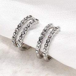 Нержавеющая Сталь Цвет 304 из нержавеющей стали горный хрусталь серьги манжеты, двухслойный с-образный, цвет нержавеющей стали, 13.5x5 мм