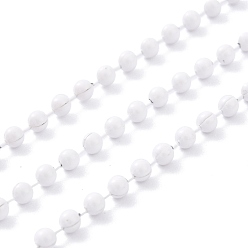 White Spray Painted Brass Ball Chains, with Spool, Soldered, Round, White, 2.5mm, 32.8 Feet(10m)/roll