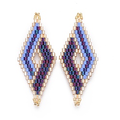 Разноцветный Японский бисер miyuki & toho ручной работы ссылки, Ткацкий станок, ромб, красочный, 47.7~49x19.8~20x1.7~1.8 мм, отверстие : 1.2~1.4 мм