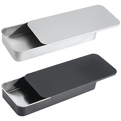 (52) Непрозрачная лаванда 2 шт. жестяные коробки для хранения безделушек с раздвижной крышкой, прямоугольные, разноцветные, 16.7x7x2.35 см, 1 шт / цвет