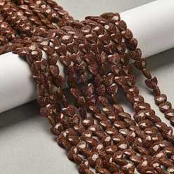 Камень с Пылевым Золотом Синтетические голдстоуновские бисер пряди, сердце, 5.5x6~6.5x2.5~3 мм, отверстие : 0.7 мм, около 69~72 шт / нитка, 14.88~15.2 (37.8~38.6 см)