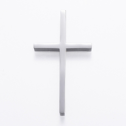 Нержавеющая Сталь Цвет Устойчивые к потускнению 304 большие подвески из нержавеющей стали, латинский крест, цвет нержавеющей стали, 52x28x5 мм, отверстие : 3.5 мм