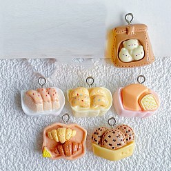 (52) Непрозрачная лаванда Непрозрачные подвески смолы, хлеб, с железной платиной петлей, разноцветные, 17x18.5x7 мм, отверстие : 2 мм