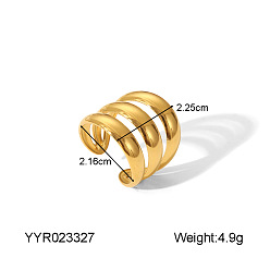 Настоящее золото 18K 304 из нержавеющей стали Манжета кольца для женщин, реальный 18 k позолоченный, 22.5 мм, внутренний диаметр: 21.6 мм