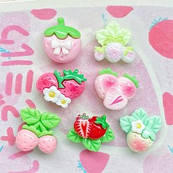 (52) Непрозрачная лаванда Непрозрачная смола декодирует кабошоны, клубника, разноцветные, 12.5~15x13.5~16x7~10 мм