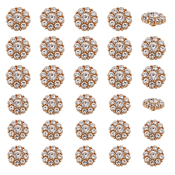 Light Gold 30 шт. 2 стили 1-отверстие сплав горный хрусталь хвостовик кнопки, цветок, золотой свет, 15~18x8.5 мм, 15 шт / стиль