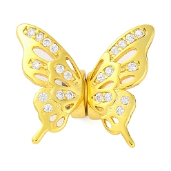 Настоящее золото 18K 925 подвески-бабочки из стерлингового серебра с прозрачным кубическим цирконием, с печатью 925, реальный 18 k позолоченный, 13.5x7.5x7.5 мм, отверстие : 3 мм