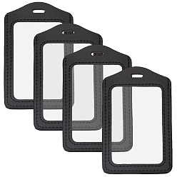 Черный 4 Держатель для удостоверения личности из искусственной кожи, прямоугольные, чёрные, 112x72x3 мм, отверстие : 12.5x4 мм