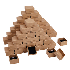 Светло-коричневый 60шт картонные шкатулки для ювелирных изделий, Для кольца, квадратный, загар, 5x5x3.2 см