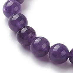 Amethyst Natural Amethyst Round Beaded Stretch Bracelets, with Rough Raw Nugget Charms, Inner Diameter: 2-1/2 inch(6.2cm)