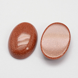 Камень с Пылевым Золотом Синтетические голдстоуновские кабошоны, овальные, 25x18x7~10 mm.