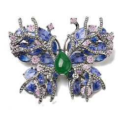 Фиолетовый Булавки из смолы в виде бабочек, броши из сплава страз для одежды, платина, фиолетовые, 50x62.5 мм