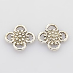 Античное Серебро Сплавочные подвески тибетского стиля, без свинца и без кадмия, цветок, античное серебро, шириной около 13.2 мм, 13.2 мм длиной, толщиной 1.5 мм , отверстие : 3.5 мм