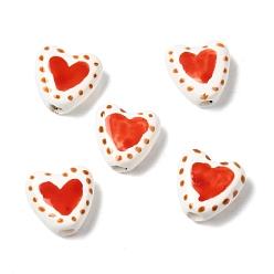 Сердце Фарфоровые бусины ручной работы, сердце, пастельный фарфор, сердце, 14x14.5~15x6.5~7 мм, отверстие : 3 мм