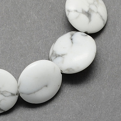 White Flat Round Gemstone Natural Howlite Stone Beads Strands, White, 12x5mm, Hole: 1mm, about 33pcs/strand, 15.7 inch