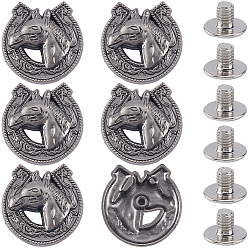 Черный Цвет Металла 8 сумки, сплав, декоративные заклепки, для кошелька сумка обувь панк-рок кожаный ремесленный ремень для одежды, голова лошади, металлический черный , 30x30x7 мм, отверстие : 2 мм