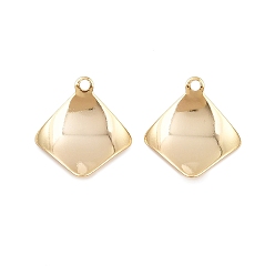 Rhombus Латунь прелести, долговечный, без никеля , реальный 18 k позолоченный, ромб, 14.5x13x1 мм, отверстие : 1.2 мм