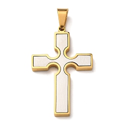 Золотой & Цвет Нержавеющей Стали 304 подвески из нержавеющей стали, крест очарование, вакуумные покрытия, золотые и нержавеющая сталь цвет, 42x26.5x3 мм, отверстие : 8x5 мм