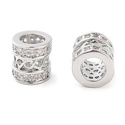 Платина Латунные микропаве из прозрачного кубического циркония, без кадмия, без никеля и без свинца, колонка, платина, 6x6.5 мм, отверстие : 3.5 мм