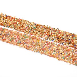 Colorful Plastic Mesh Wrap Roll, with Resin Chip Beads Ribbon, Rhinestone Ribbon, Clothing Accessories, Colorful, 35~40x3mm