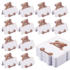 Белый Прямоугольные бумажные карточки для рассадки гостей за столом с рисунком медведя, для свадьбы, ресторан, украшения на день рождения, белые, 101x90x0.3 мм