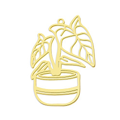 Золотой 201 подвески из нержавеющей стали, лазерная резка, вакуумное покрытие pvd, культура горшка, золотые, 37.5x26x1 мм, отверстие : 1.6 мм