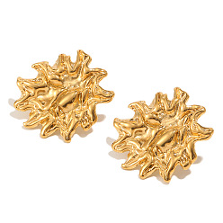 Real 18K Gold Plated 304 Stainless Steel Stud Earrings for Women, Flower, Real 18K Gold Plated, 30x28mm