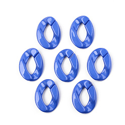Royal Blue Opaque Acrylic Linking Rings, Quick Link Connectors, for Curb Chains Making, Unwelded, Twist, Royal Blue, 39.5x29.5x7.5mm, Inner Diameter: 22x11mm