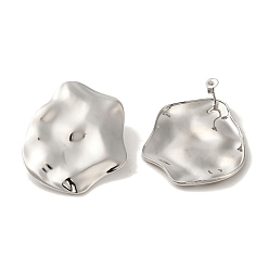 Platinum Brass Stud Earrings, Cadmium Free & Lead Free, Platinum, 40.5x34mm