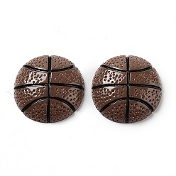 Half Round Непрозрачная смола декодирует кабошоны, спортивный мяч, кокосового коричневый, баскетбол, 24~25x7~8 мм
