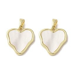 Сердце Подвески из латунных ракушек, геометрические прелести, реальный 18 k позолоченный, сердце, 17x16x2.5 мм, отверстие : 3x5 мм
