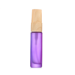 Blue Violet Empty Portable Frosted Glass Spray Bottles, Fine Mist Atomizer, with Wooden Dust Cap, Refillable Bottle, Blue Violet, 9.6x2cm, Capacity: 10ml(0.34fl. oz)