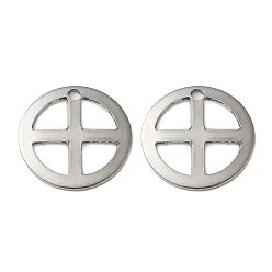 Нержавеющая Сталь Цвет 201 подвески из нержавеющей стали, плоские круглые с поперечными прелести, цвет нержавеющей стали, 13x0.5 мм, отверстие : 1.2 мм