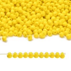(DP404) Opaque Yellow Миюки 3.4мм капельные бусины, японский бисер, непрозрачных цветов, (dp404) непрозрачный желтый, 3.4x3 мм, отверстие : 0.65 мм, Около 180 шт / 10 г