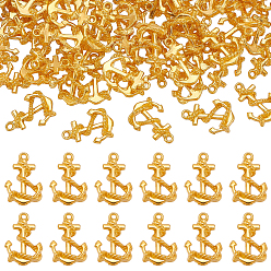 Golden 100Pcs Alloy Pendants, Cadmium Free & Lead Free, Anchor Charms, Golden, 17x12x4mm, Hole: 1.2mm