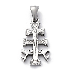 Нержавеющая Сталь Цвет 304 подвески из нержавеющей стали, амулеты в виде креста каравака, анти-тускнение, цвет нержавеющей стали, 23x13x2 мм, отверстие : 5.5x2.5 мм