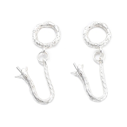 Серебро Латуни крюка и S-крючок застежки, , в форме, для полуразрушенной бусины, серебряные, Кольцо: 12.5x9x2 mm, U бар: 15x13x5мм, штифты : 0.8 мм
