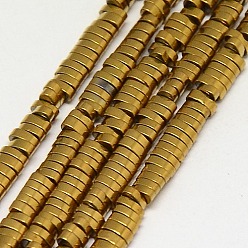 Golden Plated Electroplate Non-magnetic Synthetic Hematite Beads Strands, Oval, Grade A, Golden Plated, 3x2x1mm, Hole: 1mm, about 400pcs/strand, 16 inch