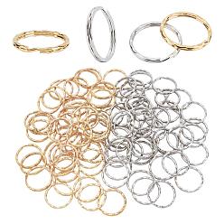 Golden & Silver 100Pcs 2 Colors Iron Split Key Rings, Keychain Clasp Findings, Golden & Silver, 25x1.5mm, 50pcs/color