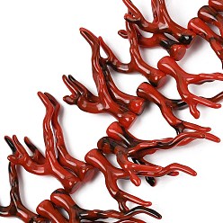 (123L) Белый крем непрозрачный блеск Нити бусин из непрозрачного акрила, имитирующие кораллы, самородки, два тона, огнеупорный кирпич, 46~48x34~35x7~8 мм, отверстие : 1.4 мм, около 50 шт / нитка, 18.50'' (47 см)