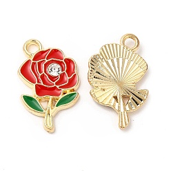 Красный Подвески из эмали и сплава, со стразами, без кадмия, без никеля и без свинца, очарование розы, красные, 18x11.5x2 мм, отверстие : 1.6 мм